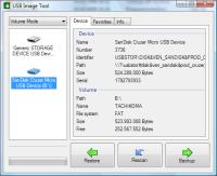 USB Image Tool showing a SanDisk USB stick and a Card Reader drive